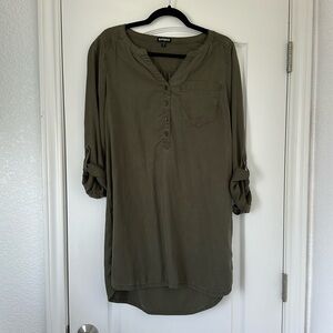 Express hunter green shirt dress